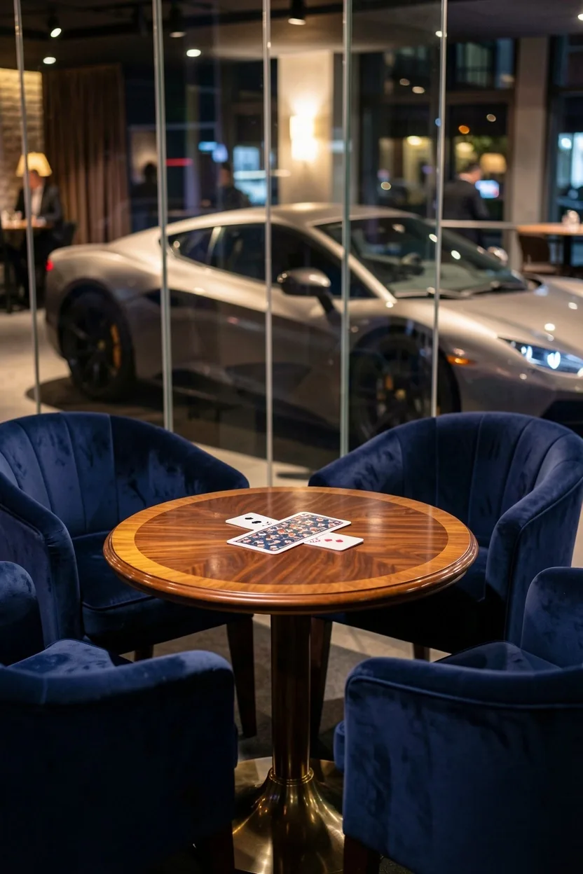 Exclusieve poker lounge ambiance en automotive presentatie bij Rivelanos te Rotterdam